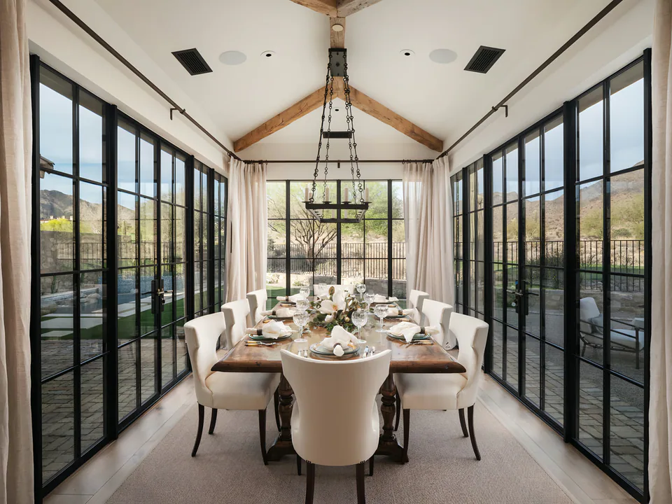 Dining room at The Village of Silverleaf, North Scottsdale, Arizona, interior design by Paul Lauren Designs