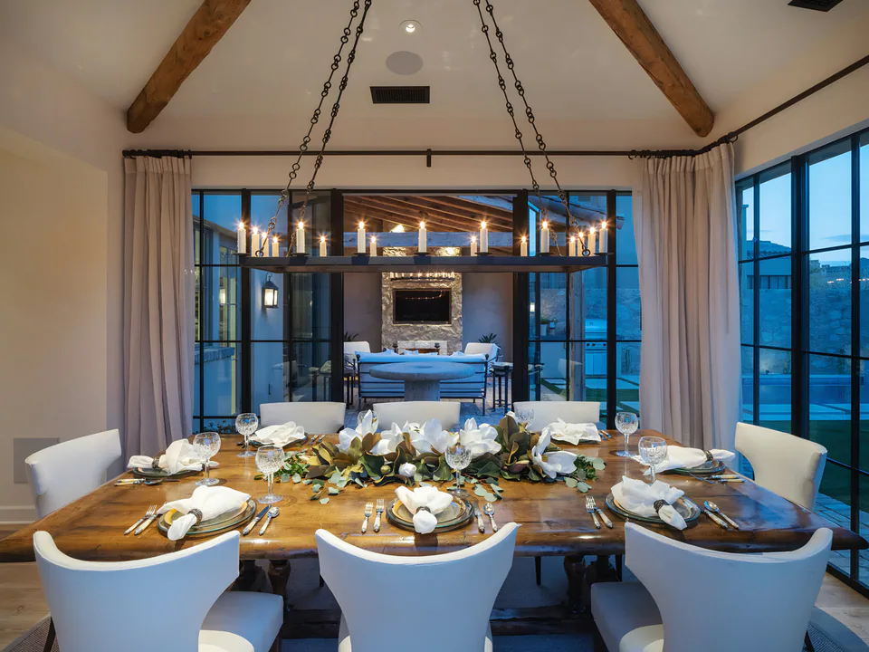 Dining room at The Village of Silverleaf, North Scottsdale, Arizona, interior design by Paul Lauren Designs
