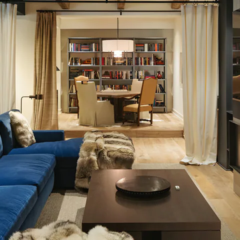Detail of the family room at The Village of Silverleaf, North Scottsdale, Arizona, interior design by Paul Lauren Designs