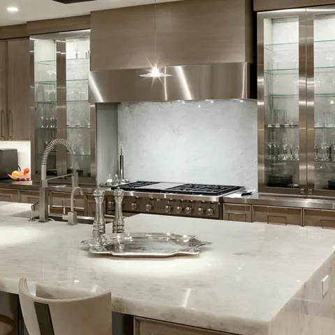 Detail of the kitchen at The Village of Silverleaf, North Scottsdale, Arizona, interior design by Paul Lauren Designs