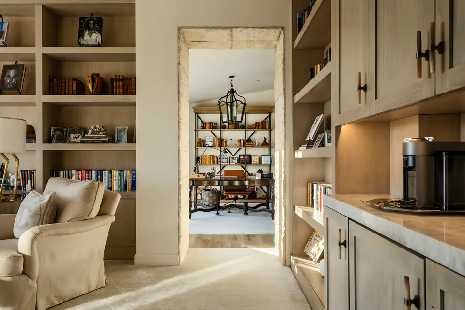 Library at The Village of Silverleaf, North Scottsdale, Arizona, interior design by Paul Lauren Designs