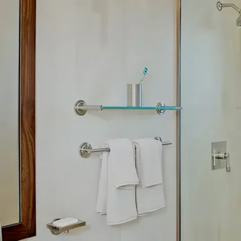 Detail of the bathroom at West Loop Chicago, Chicago, Illinois, interior design by Paul Lauren Designs