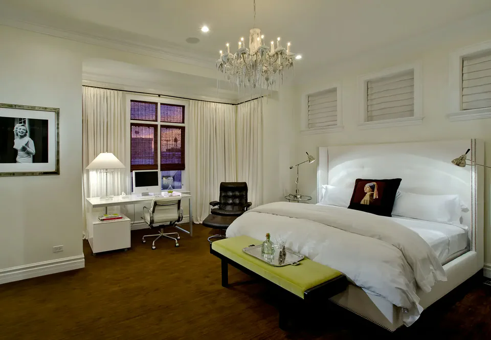 Bedroom at West Loop Chicago, Chicago, Illinois, interior design by Paul Lauren Designs