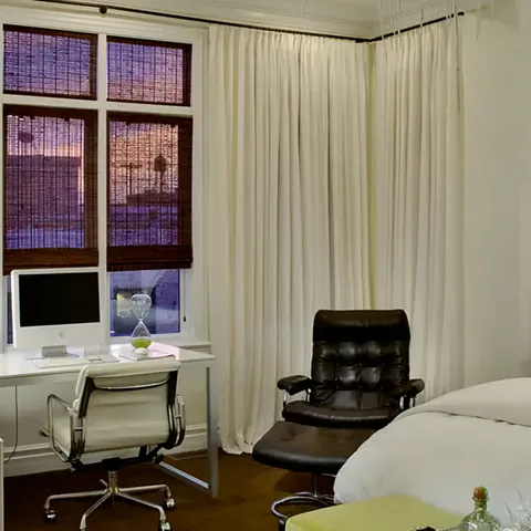 Detail of the bedroom at West Loop Chicago, Chicago, Illinois, interior design by Paul Lauren Designs
