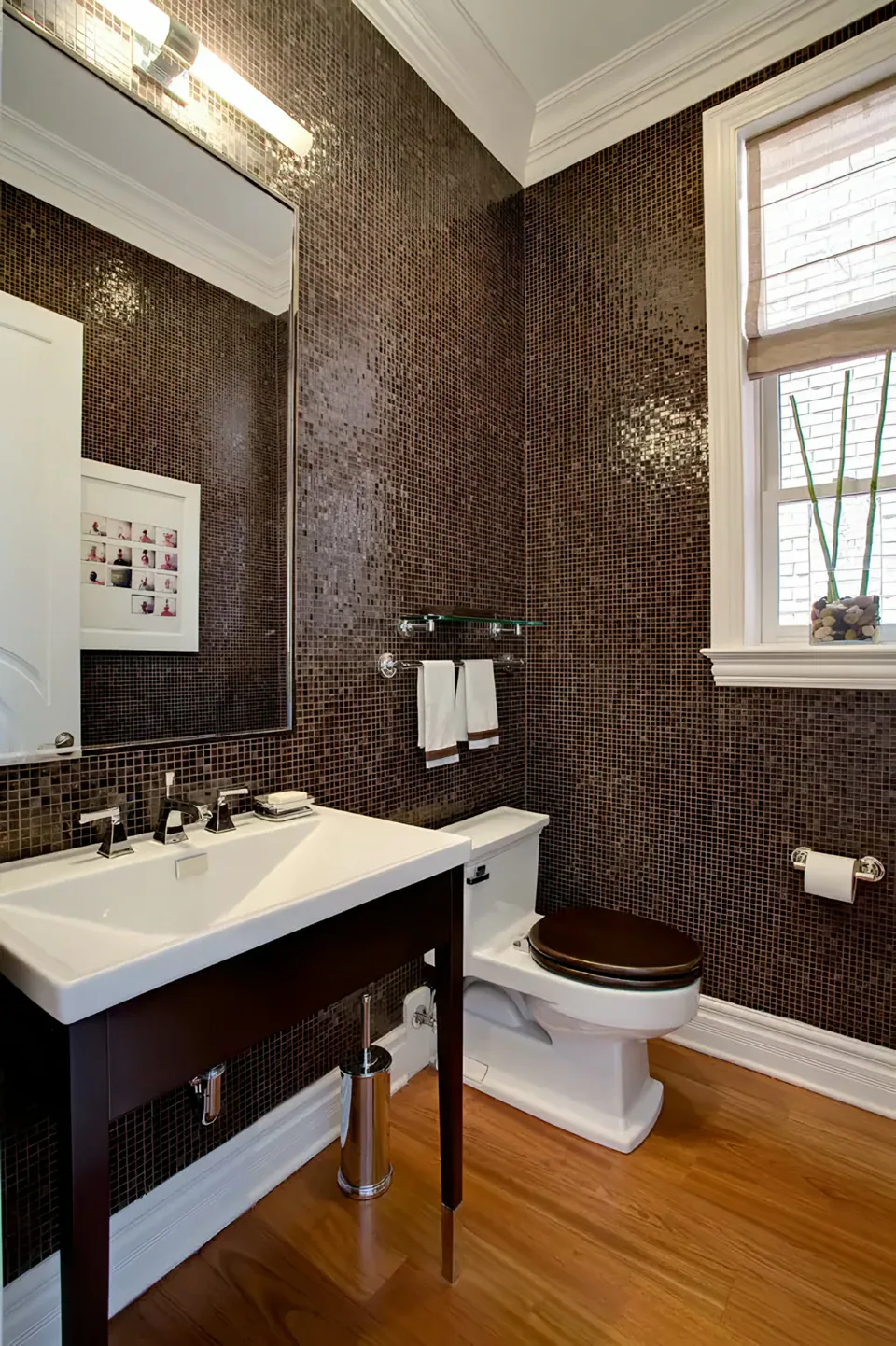 Powder room at West Loop Chicago, Chicago, Illinois, interior design by Paul Lauren Designs