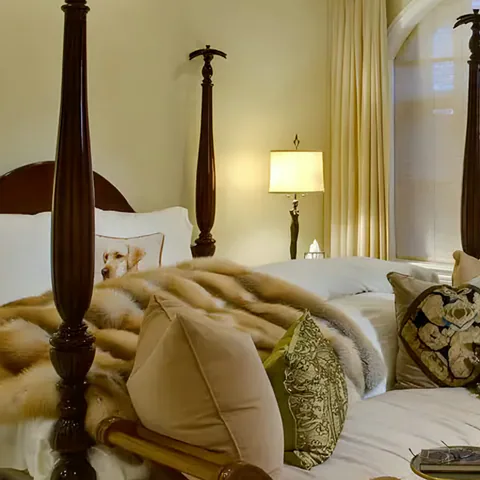 Detail of the primary bedroom at West Loop Chicago, Chicago, Illinois, interior design by Paul Lauren Designs
