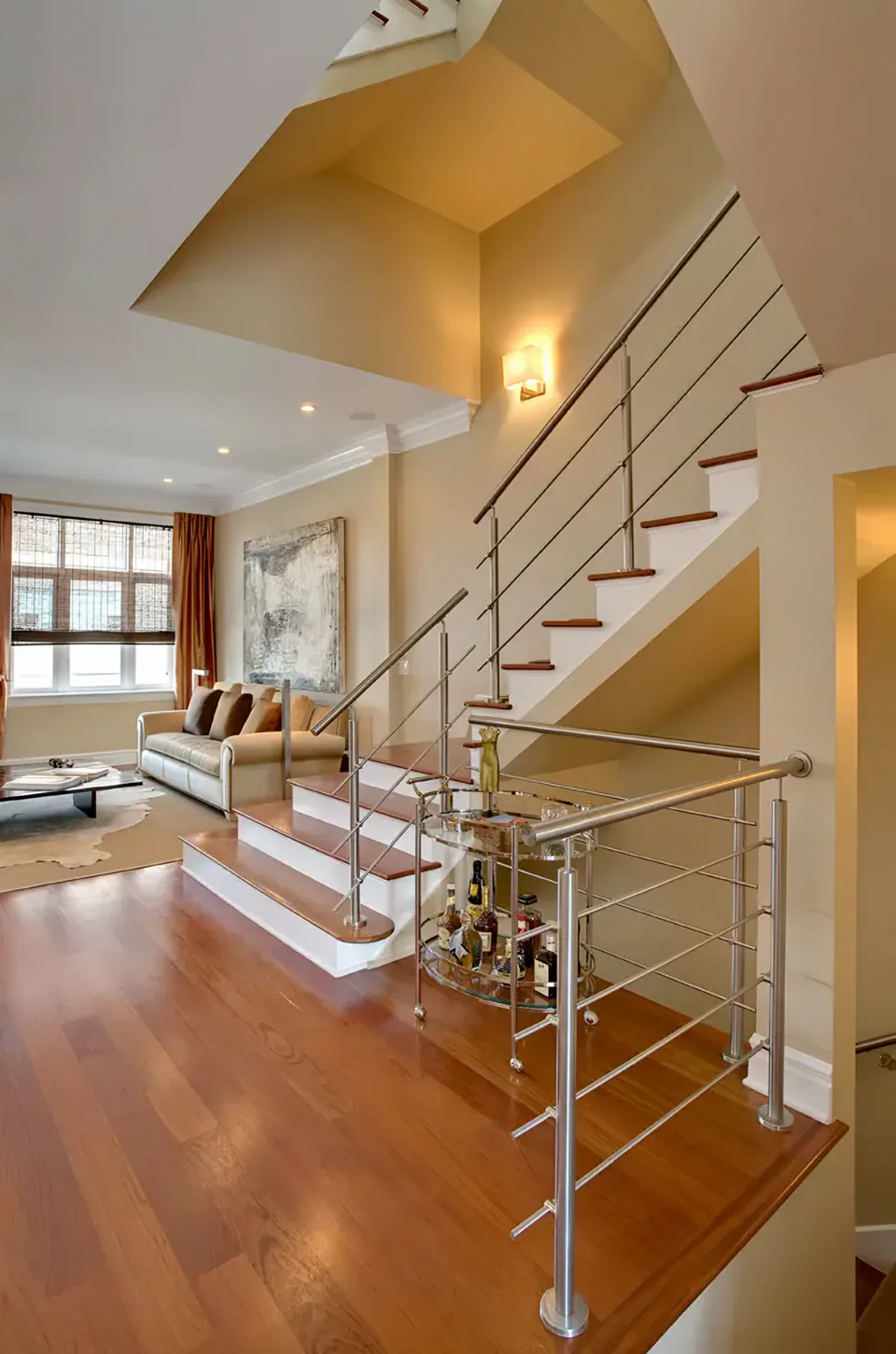 Staircase at West Loop Chicago, Chicago, Illinois, interior design by Paul Lauren Designs