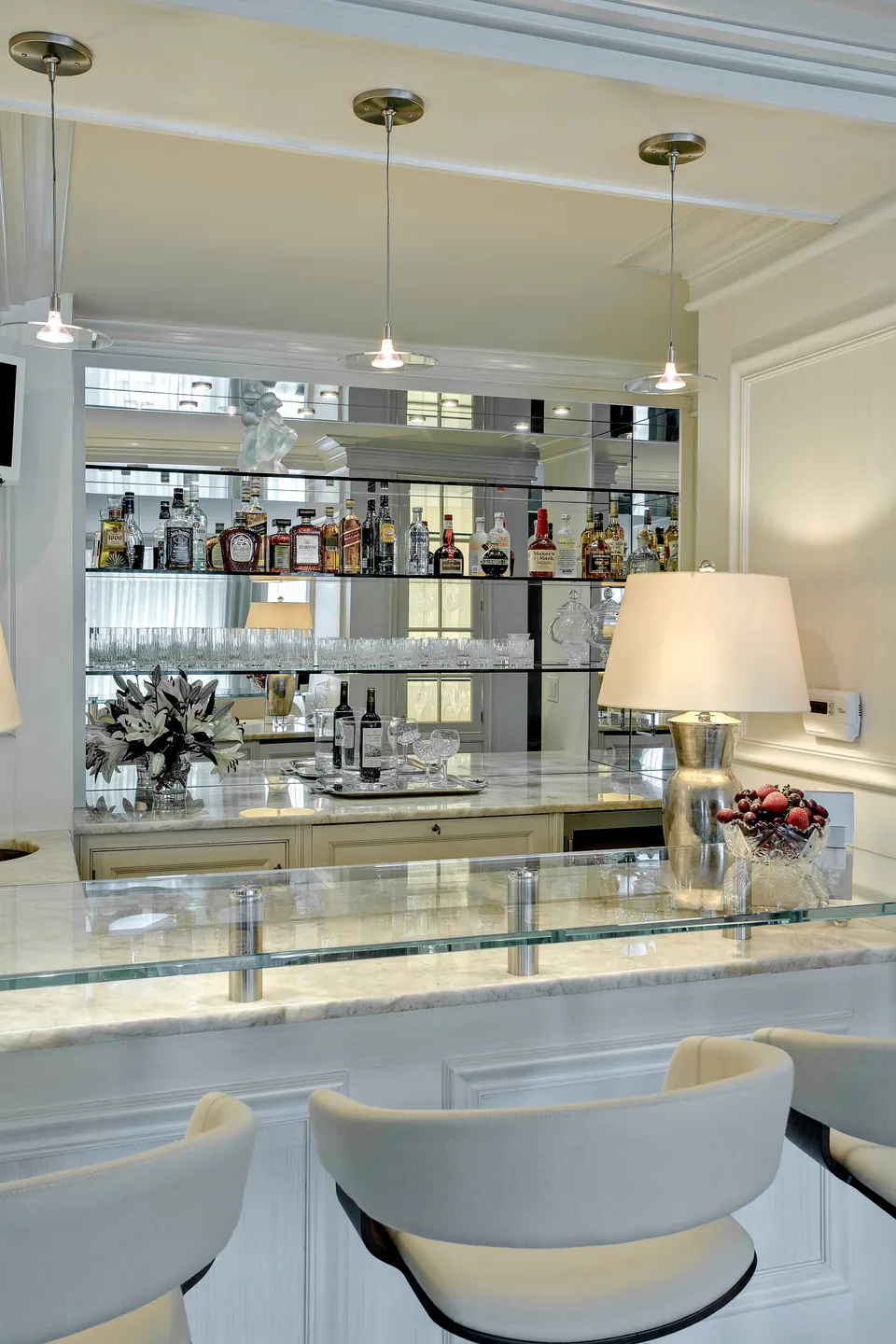 Bar at Wilmette Residence, Wilmette, Illinois, interior design by Paul Lauren Designs