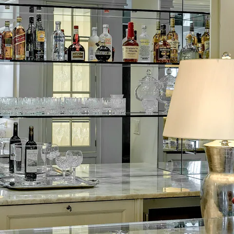 Detail of the bar at Wilmette Residence, Wilmette, Illinois, interior design by Paul Lauren Designs