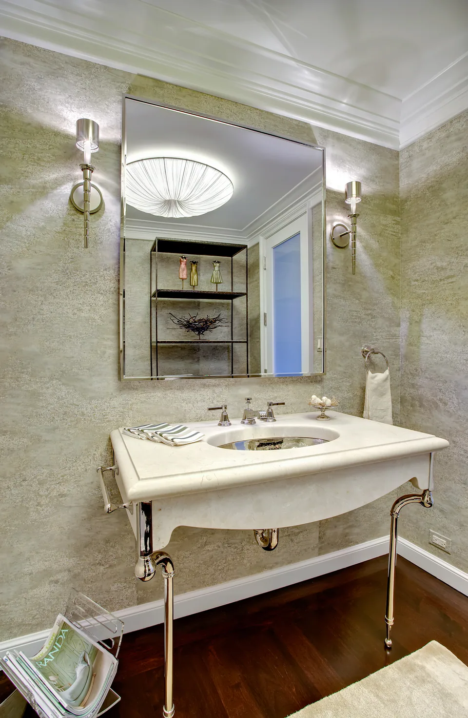 Powder room at Wilmette Residence, Wilmette, Illinois, interior design by Paul Lauren Designs